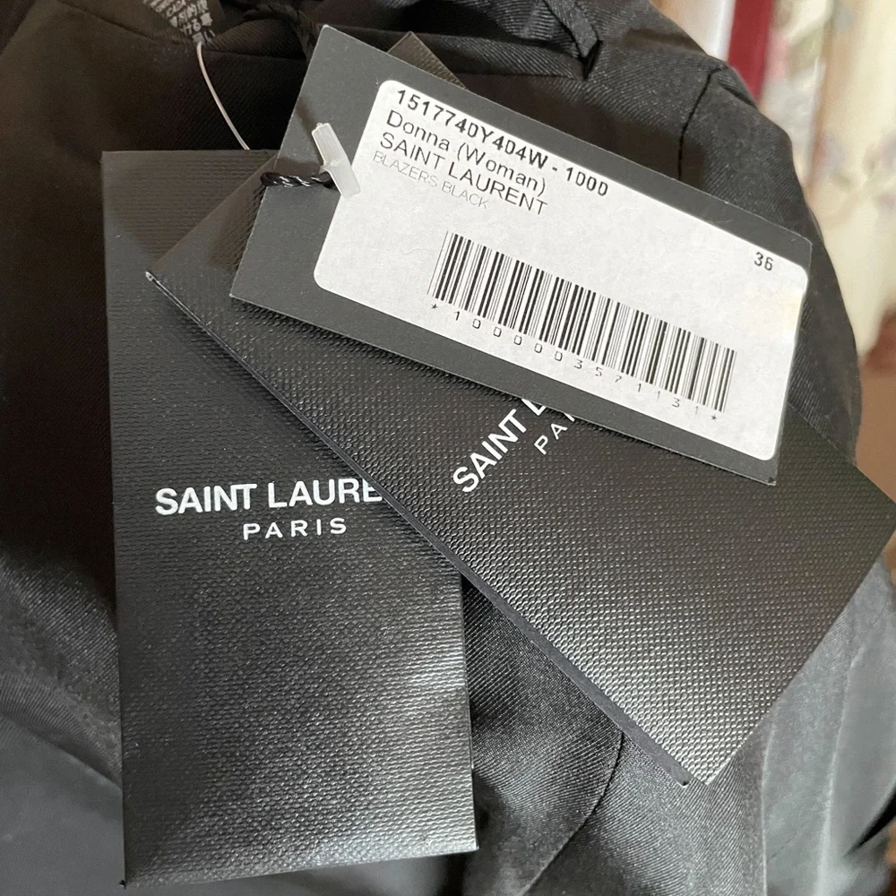 [New with Tags] SINGLE-BREASTED TUBE JACKET IN GABARDINE SAINT LAURENT - Picture 6 of 6